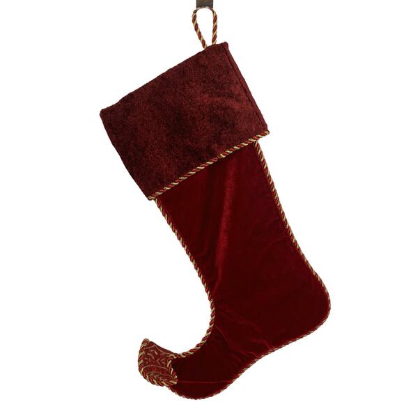 Christmas Holiday Victorian Style Red Gold Textured Rope Trim Stocking Large - Picture 3 of 9
